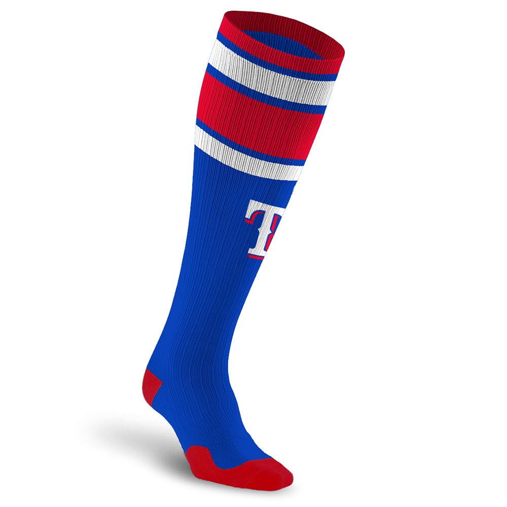 PRO Compression Major League Baseball Knee High Compression Sock Genuine MLB Merchandise Sock Texas Rangers