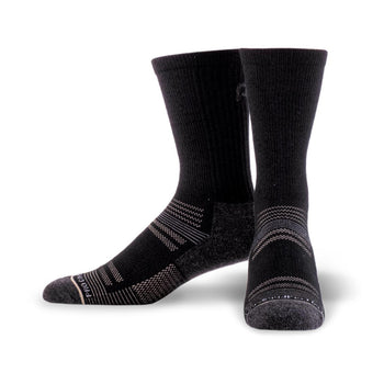 performance black crew socks for hiking and trail running