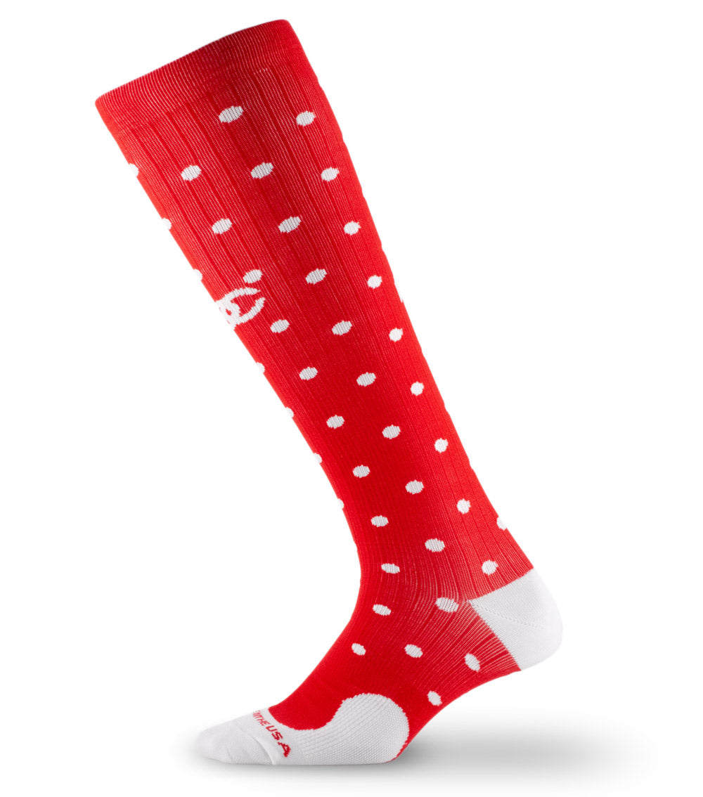 PRO Compression | Knee-high Graduated Compression Socks | Marathon, Red with White Dots